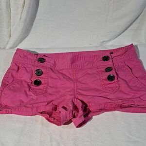 Express Pink Cargo Shorts with Button Accents